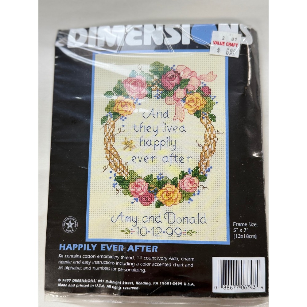 Dimensions Counted Cross Stitch Kit 6743 Happily Ever After Wedding 1997 VTG